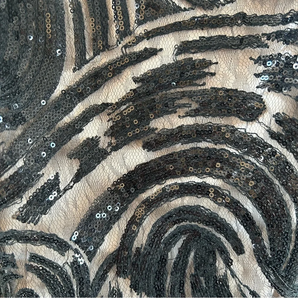 Calvin Klein Black Sequin Sleeveless Dress Nude Underlay Size 10 - Picture 4 of 5